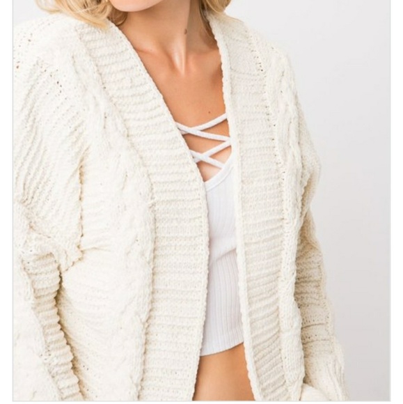 Last One❗️Ivory Cable Knit Cardigan - Picture 4 of 6